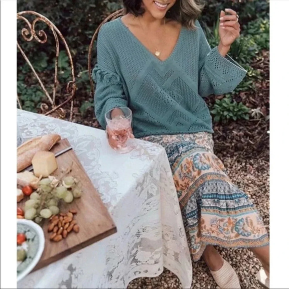 Boho Floral Maxi Skirt | Flowy Cotton Bohemian Festival Skirt - Picture 4 of 4